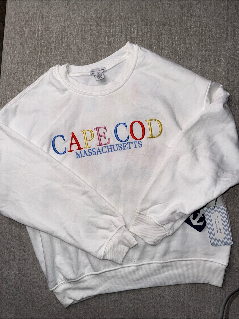NWT Better Together Cape Cod Massachusetts Embroidered Sweatshirt M